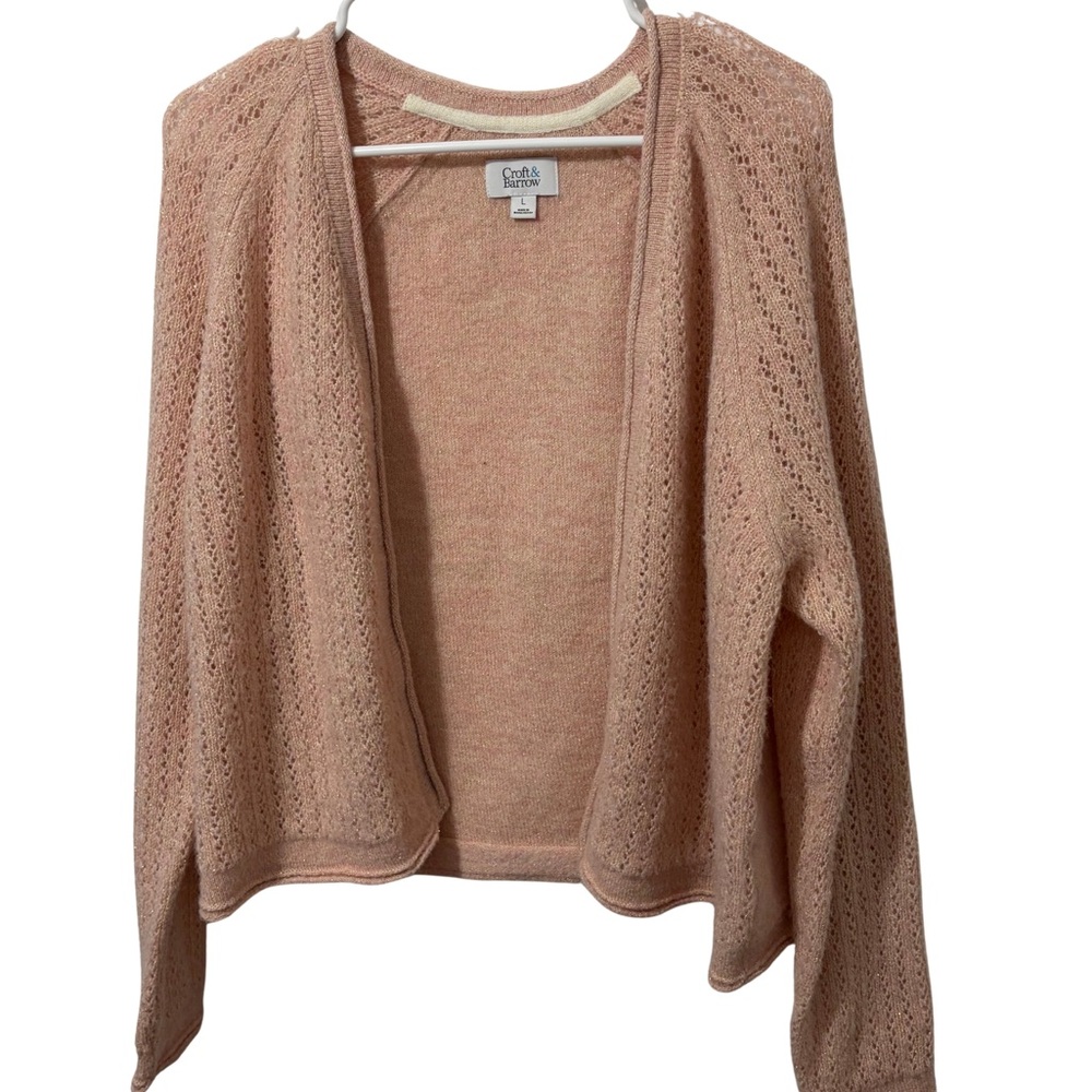 Croft & Barrow Women's Light Pink Knit Cardigan